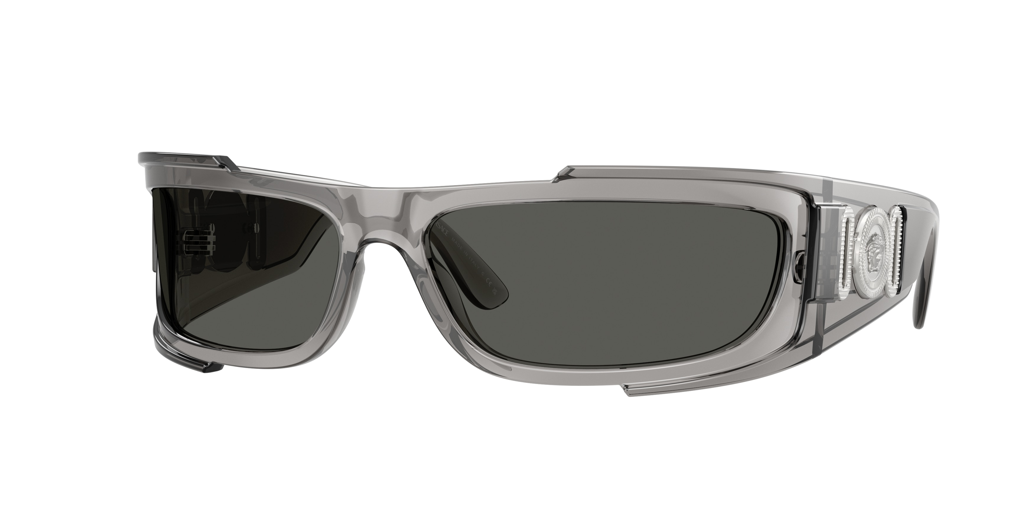 NWT Versace VE4446 Grey Rectangle 67mm Sunglasses Versace Dark Grey Wrap Men main image 3