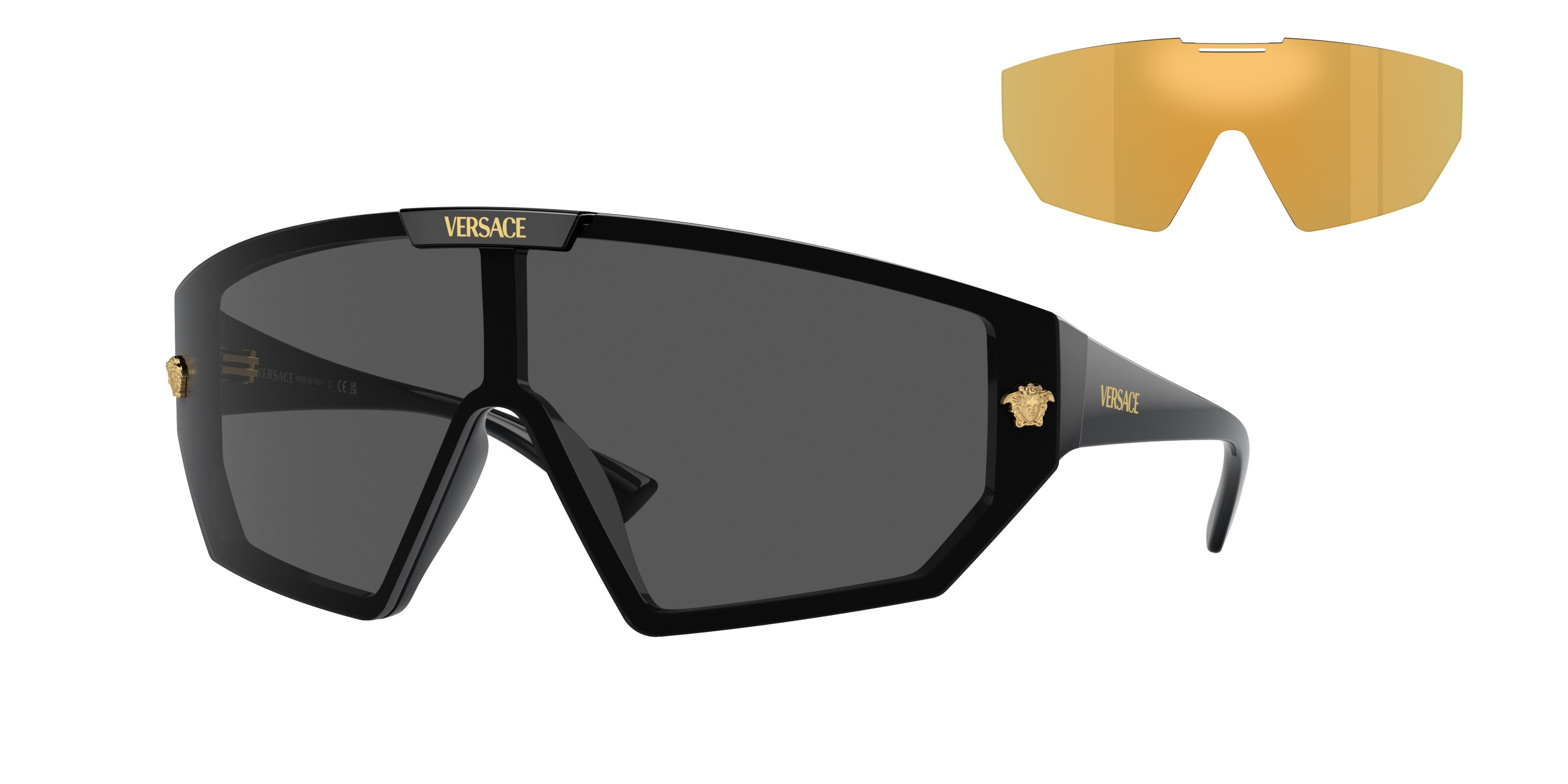 Versace VE4461 GB1 87 Sunglasses - Black Frame, Grey/Gold 
