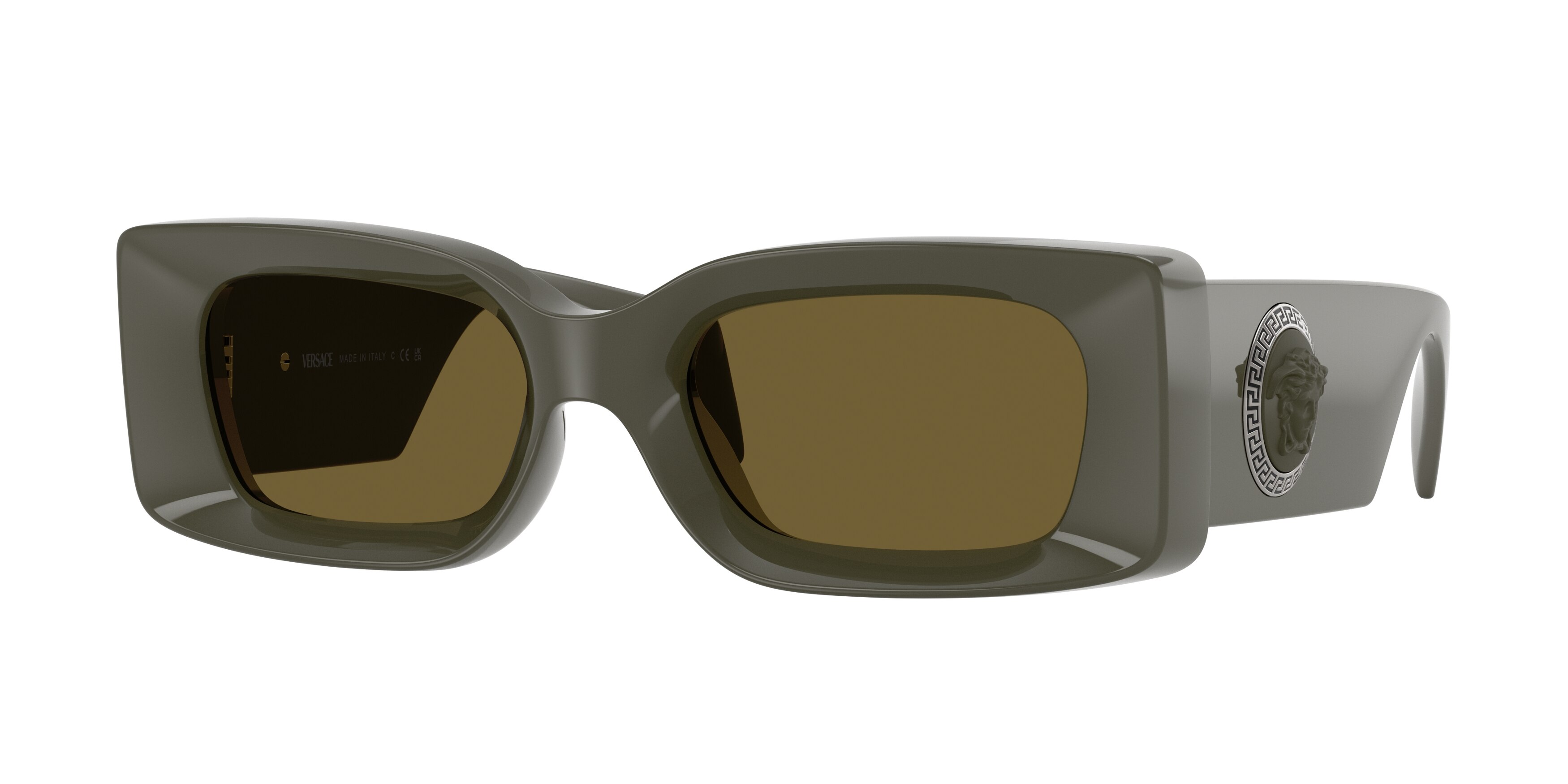 NWT Versace VE4474U Dark Olive Rectangle 52mm Sunglasses Versace VE4474U M (52 - 20) with Grey lenses and Black frame  main image 3