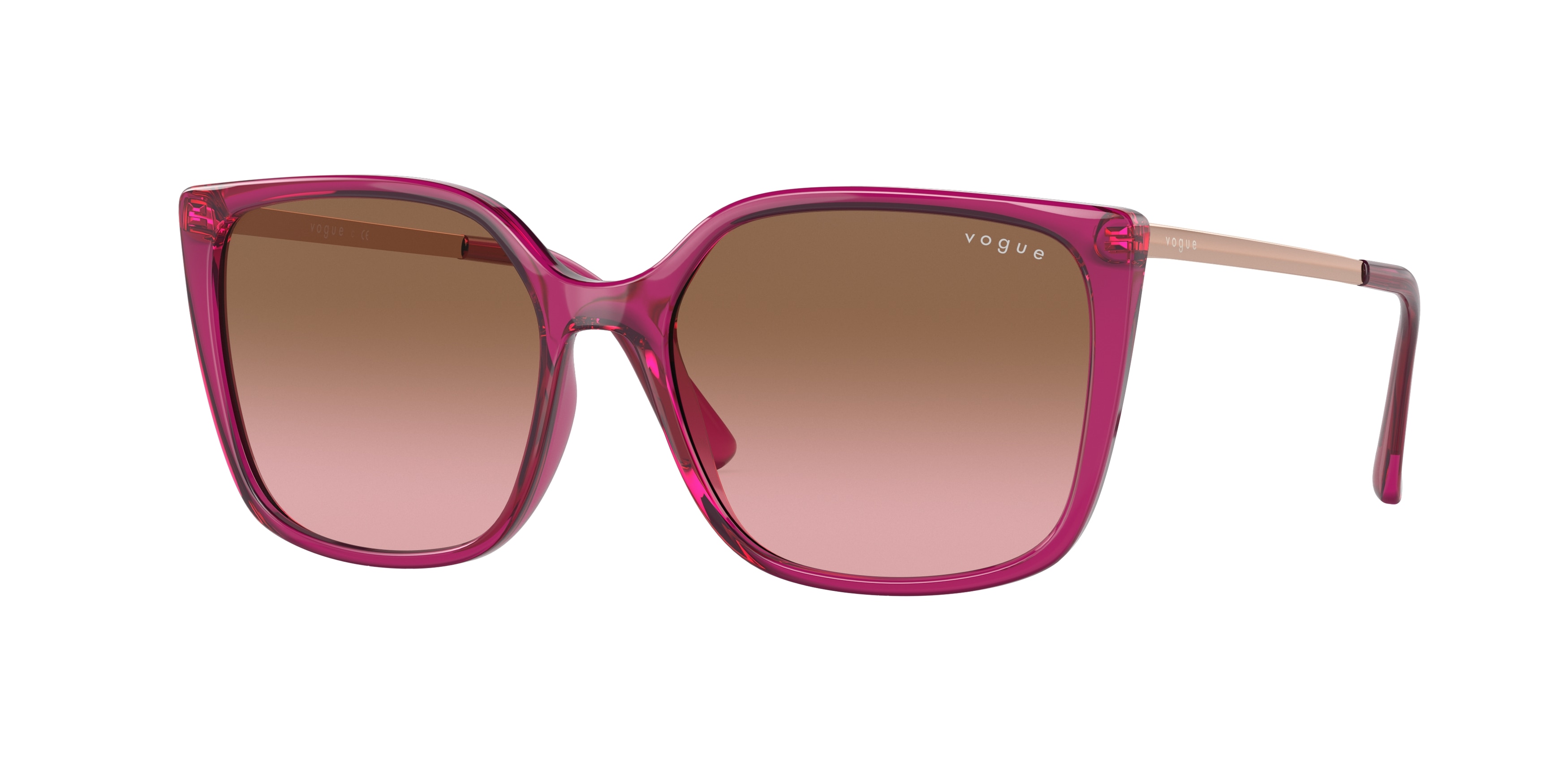 Vogue Sunglasses VO5353-S 298714 Transparent Cherry Square Pink Gradient Brown Vogue Eyewear VO5353S - Square Red Frame Sunglasses For  main image 2