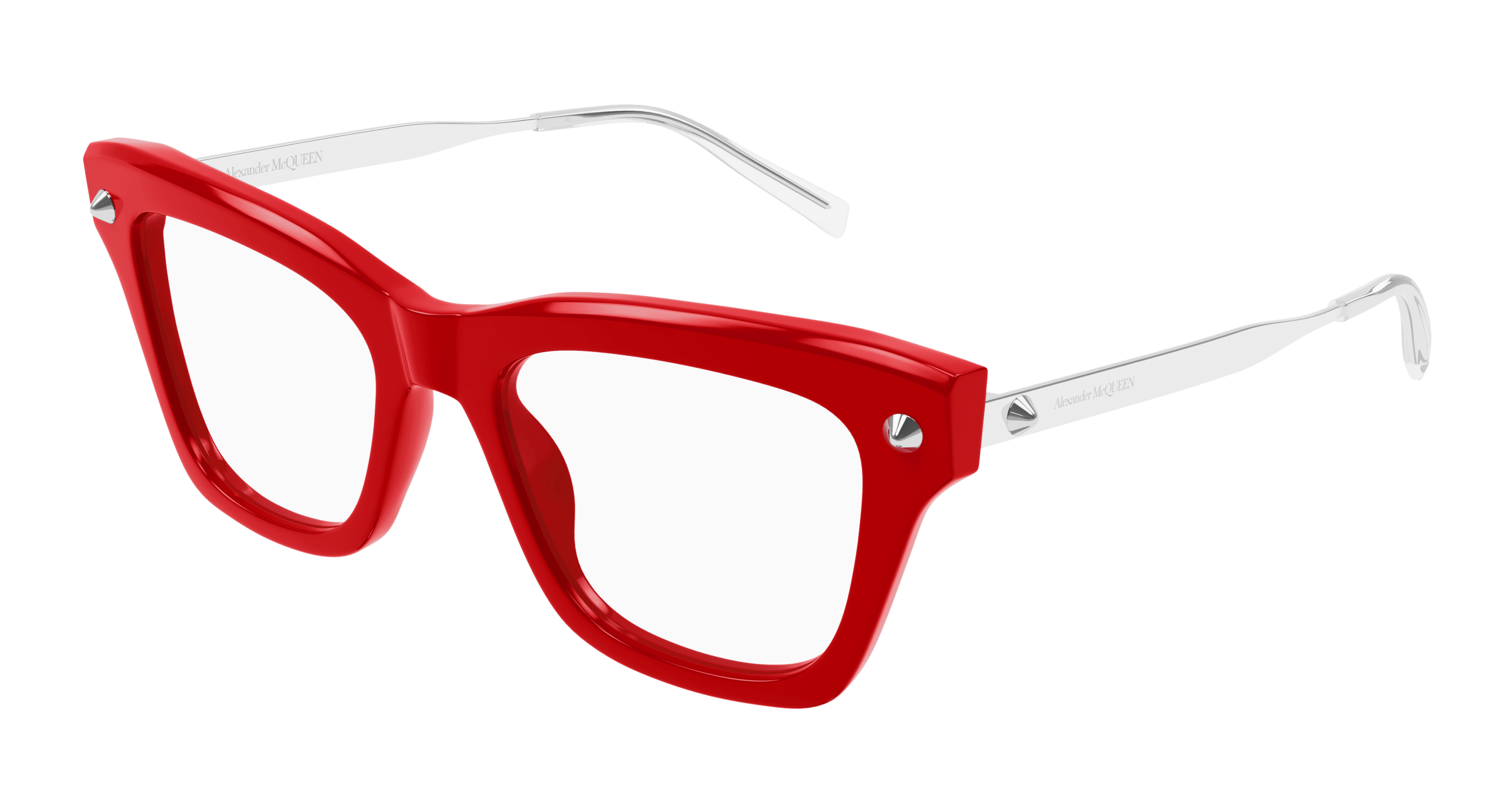 Alexander McQueen Woman AM0484O 003 Vista frames Acetate Red Transparent Squared-image