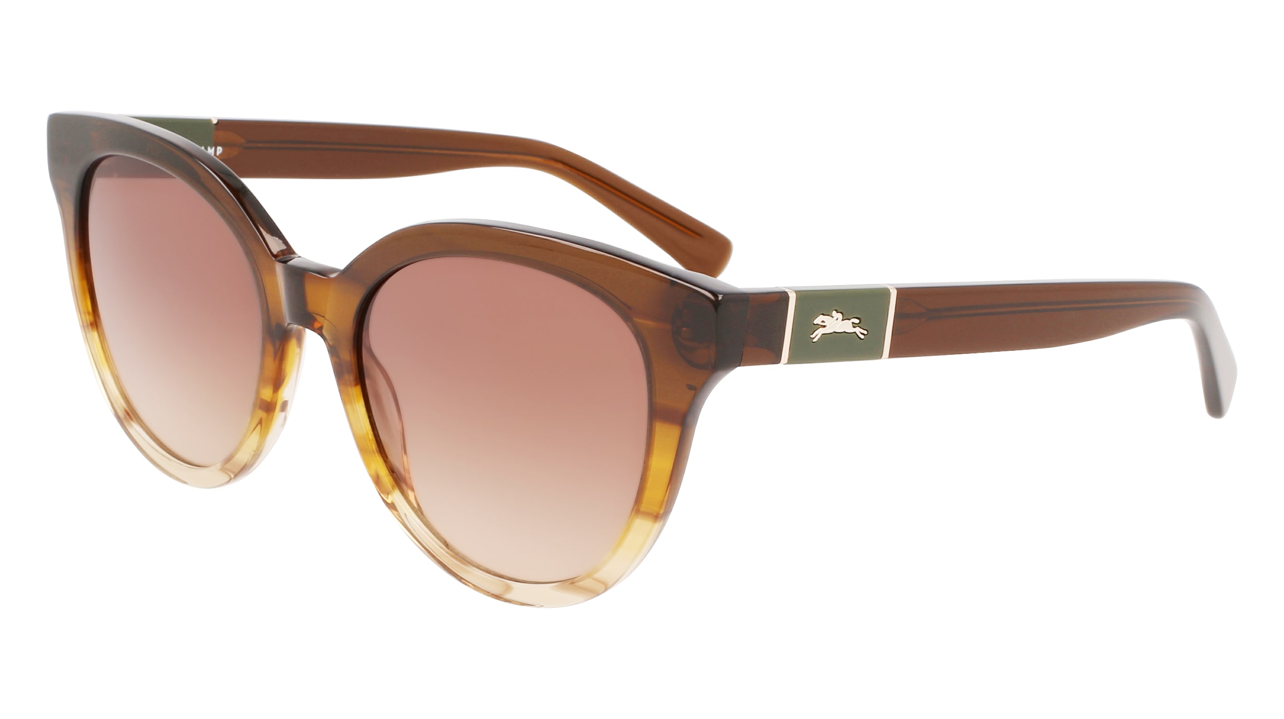 Longchamp Damen LO697S 701 Sonnenbrillen Acetat Honig Braun Rund Schattiert-image