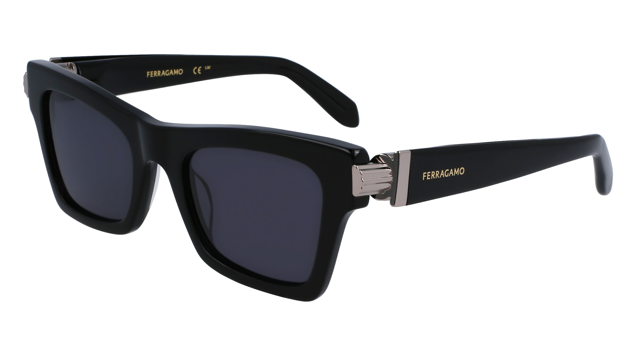 Ferragamo Damen SF2013S 001 Sonnenbrillen Acetat Schwarz Quadratisch Normal Normal-image