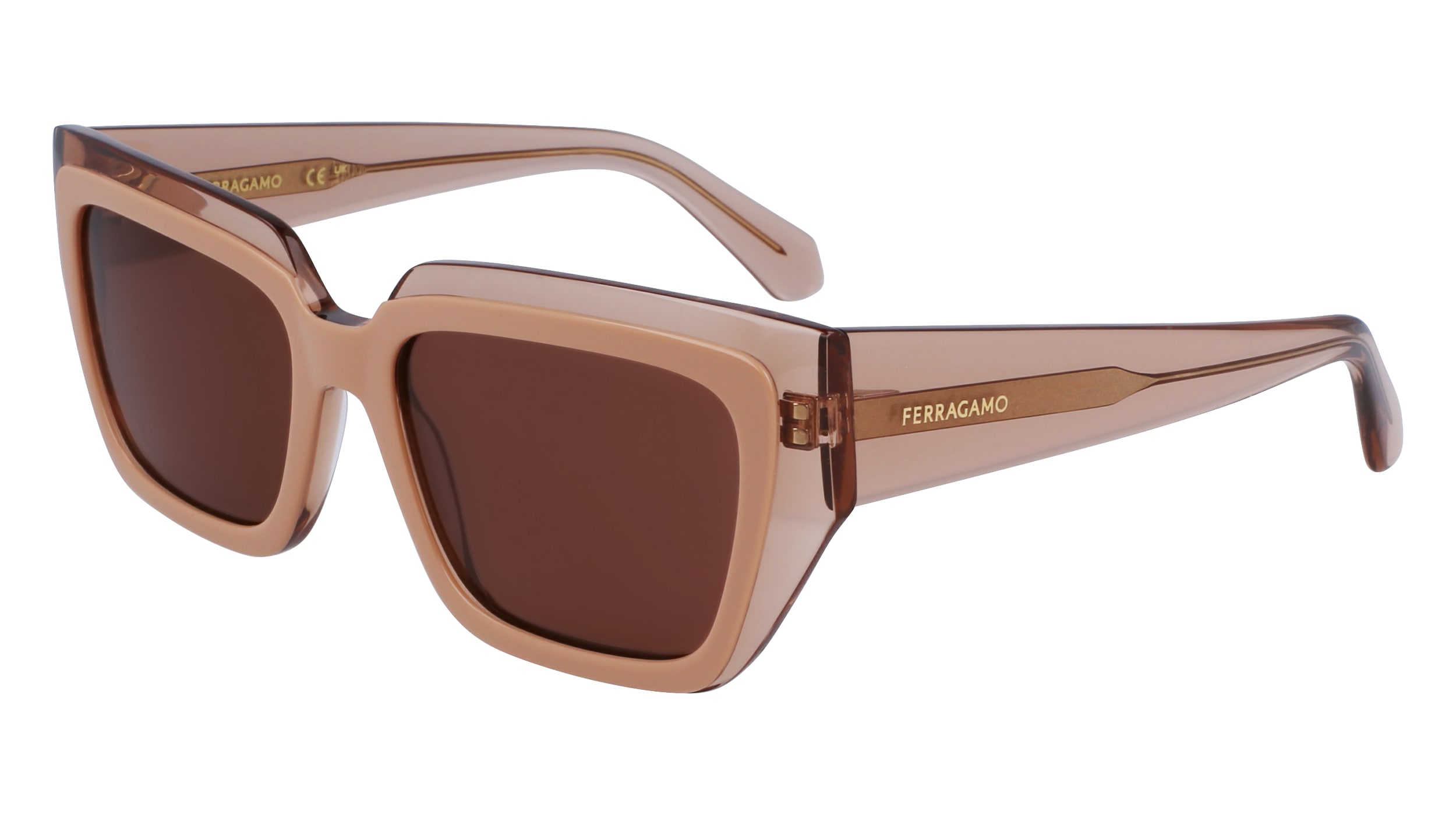 Ferragamo Damen SF2002S 265 Sonnenbrillen Acetat Nackt Quadratisch Normal Normal-image