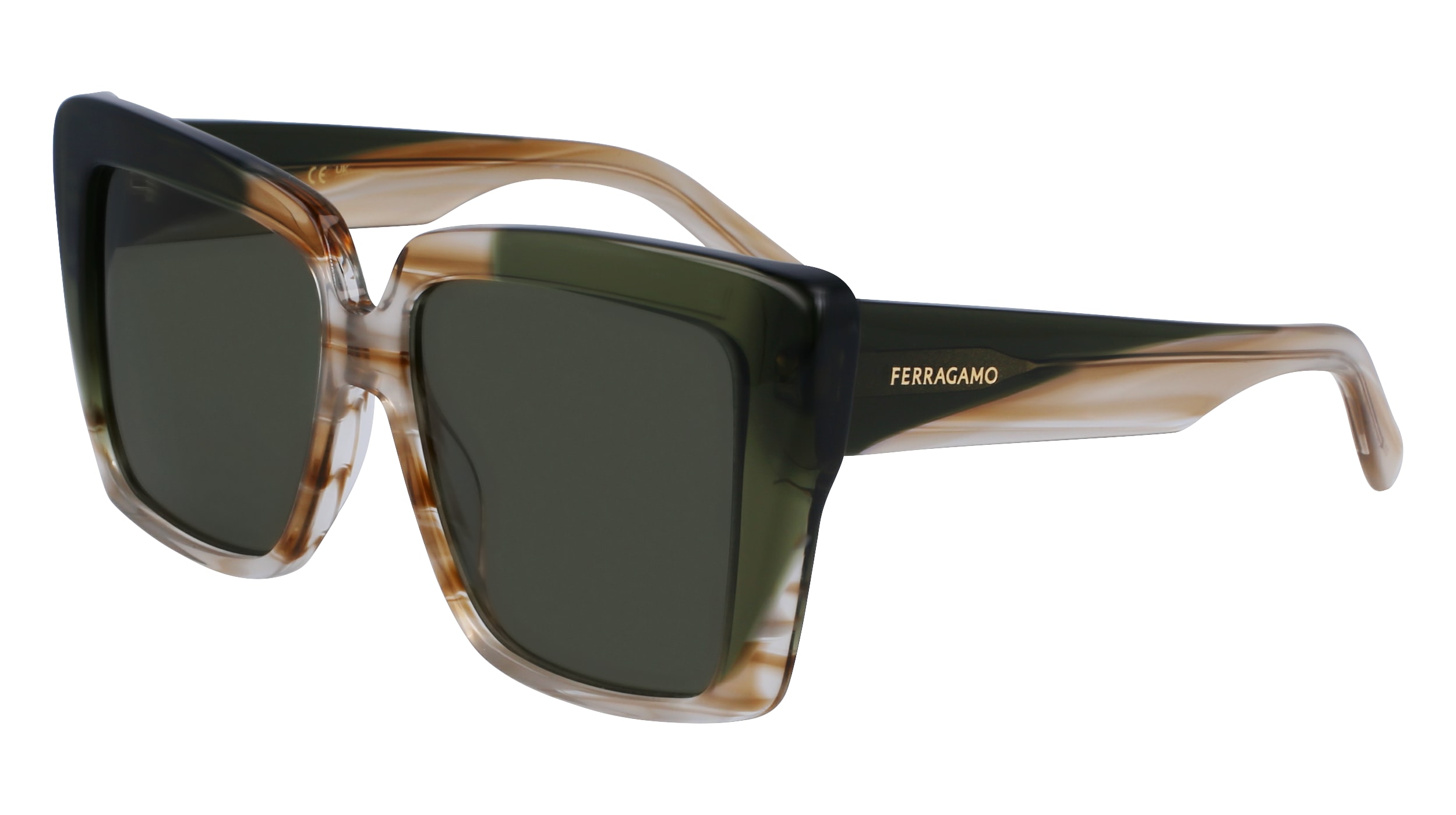 Ferragamo Damen SF1060SN 263 Sonnenbrillen Acetat Gelb Quadratisch Normal Normal-image