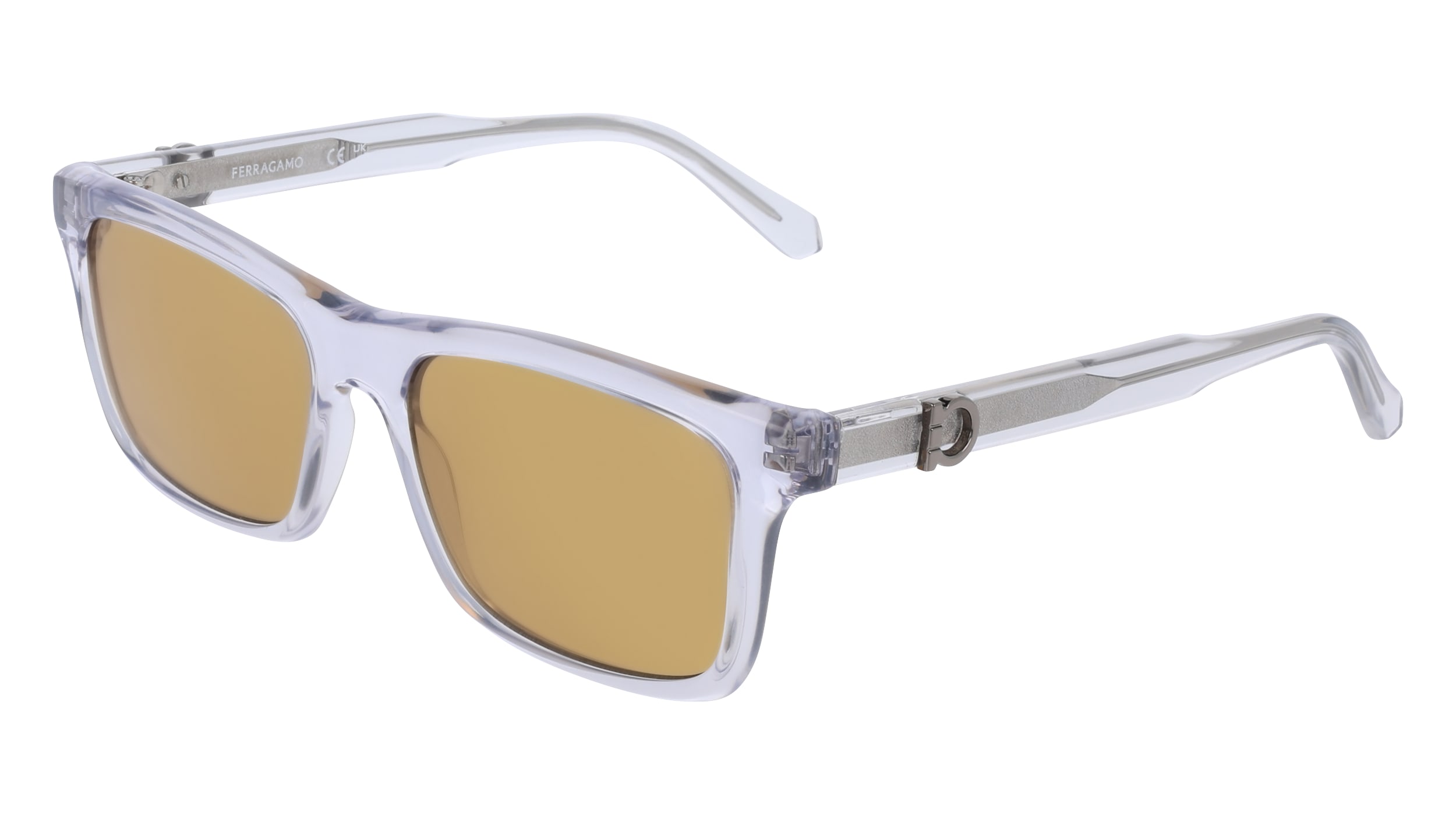Ferragamo Herren SF2060SE 20 Sonnenbrillen Grau Ocker Quadratisch Normal-image
