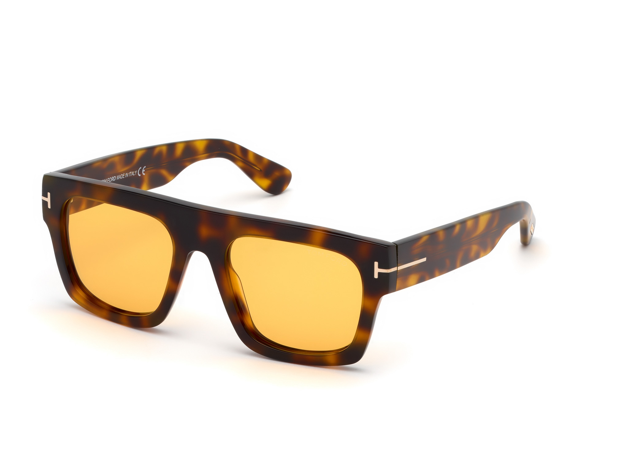 Tom Ford Herren FT0711 Fausto 56E Sonnenbrillen Acetat Havanna Braun Quadratisch Normal-image