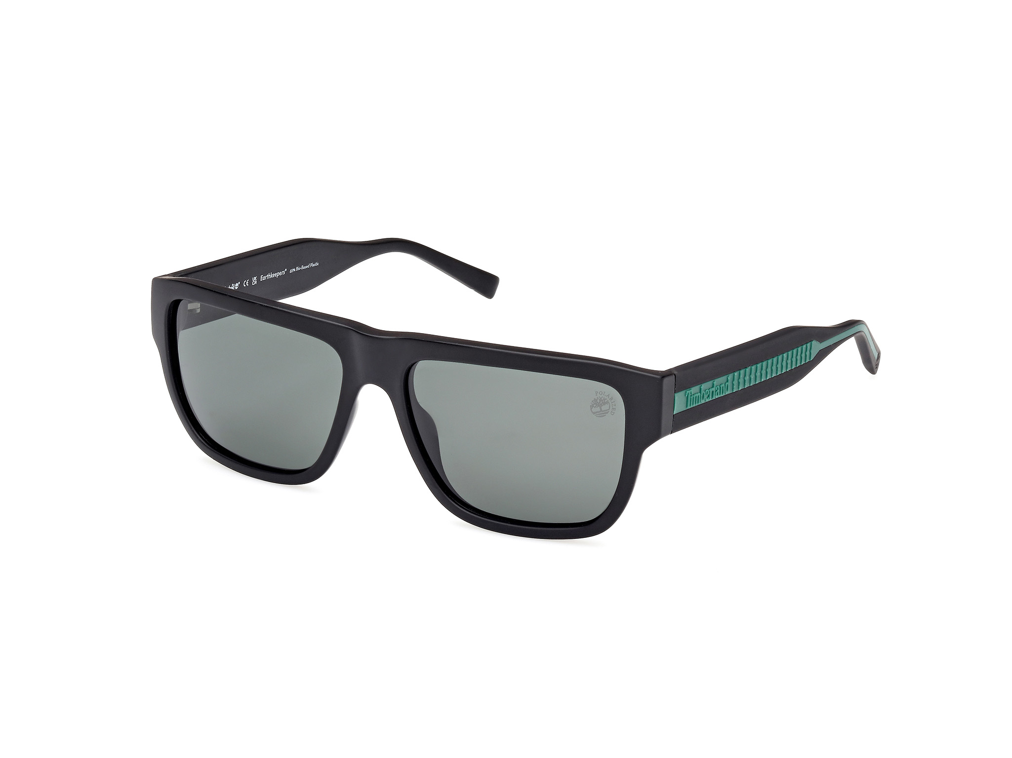 Timberland Man TB9337 02R Sunglasses Injected Black Green Squared Polarized-image