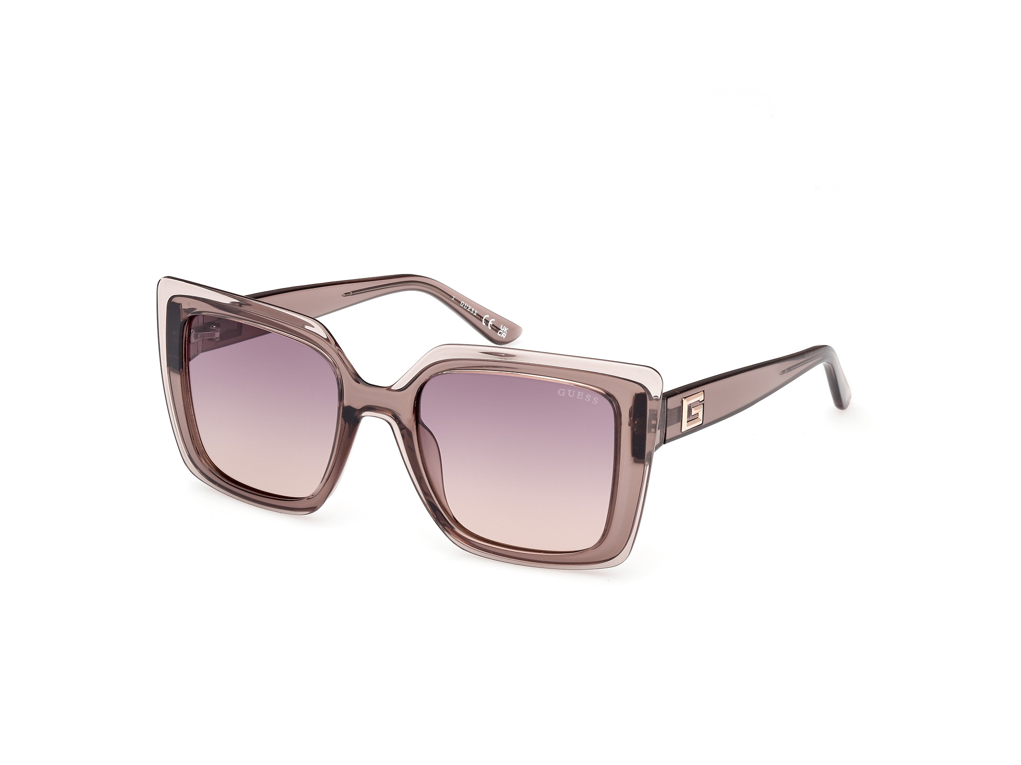 Guess Damen GU7908 59Z Sonnenbrillen Injiziert Beige Violett Quadratisch Normal Schattiert-image