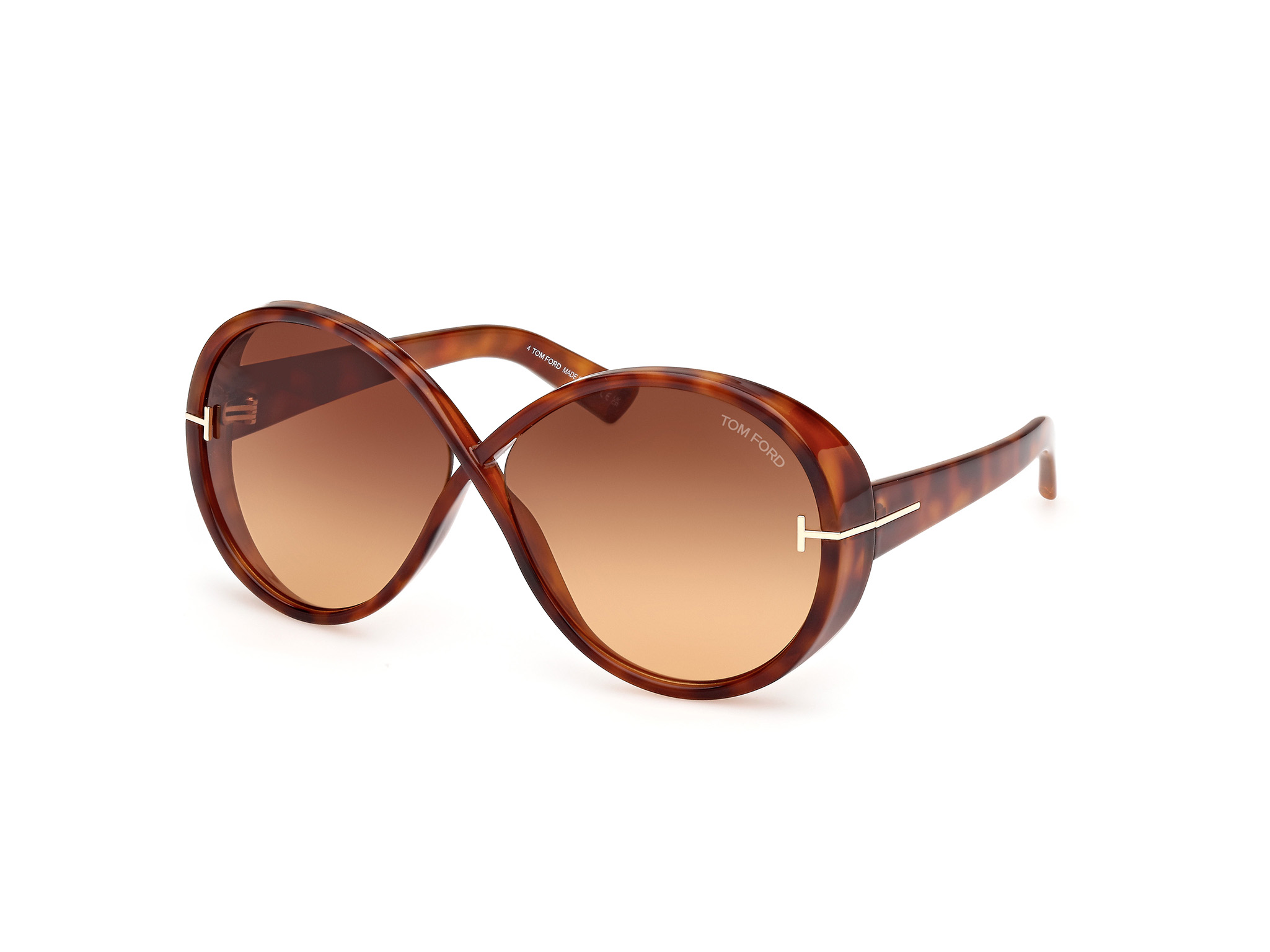 Tom Ford Damen FT1116 EDIE-02 53F Sonnenbrillen Injiziert Havanna Braun Rund Normal Schattiert-image