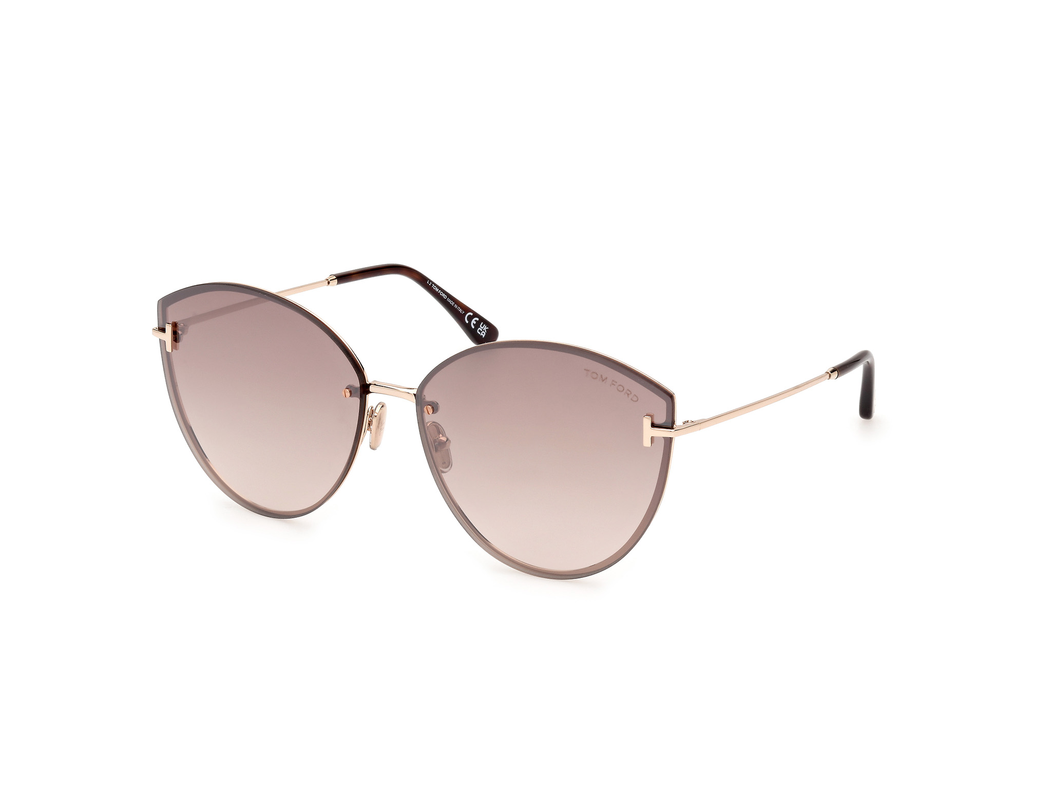 TOM FORD Woman FT1106 EVANGELINE 28G Sunglasses Metal Gold Brown Cat Eye Normal Sfumato-image