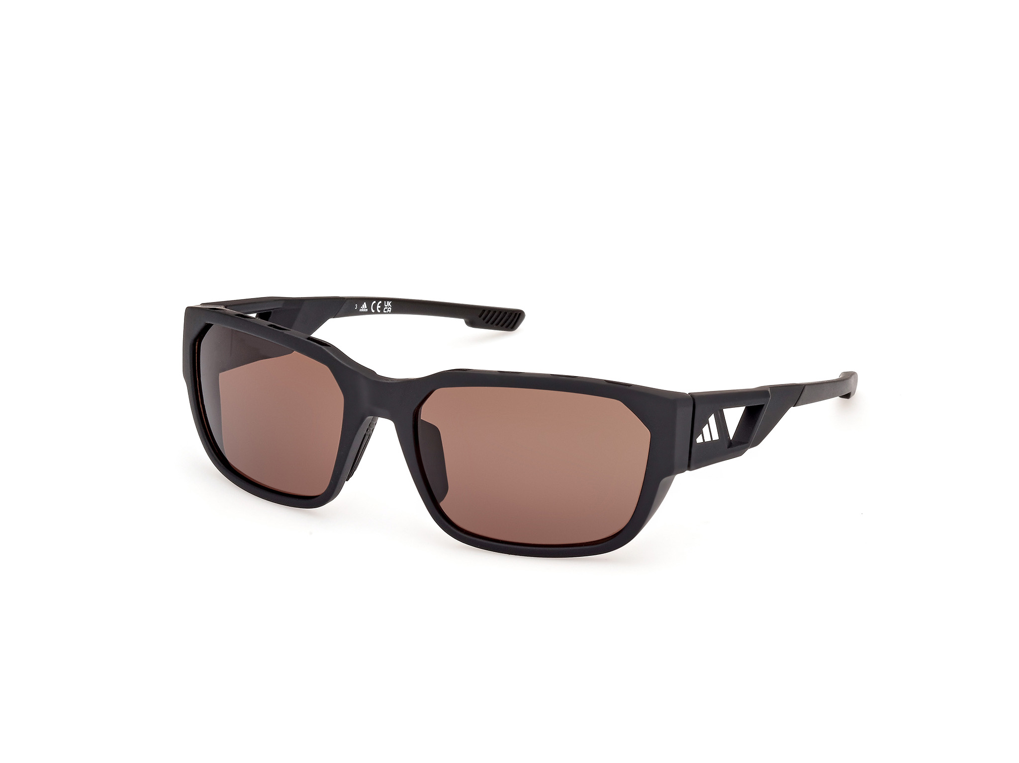 Adidas Sport Man SP0092 ACTV CLASSIC 02E Sunglasses Injected Black Brown Squared Normal-image
