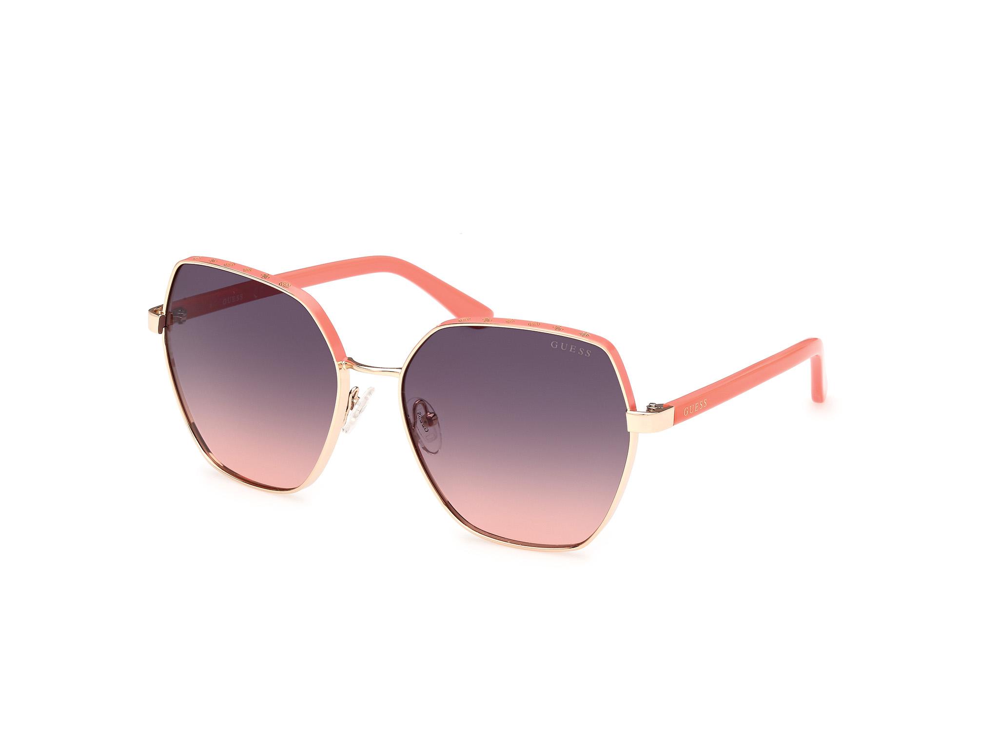 Guess Woman GU00108 74B Sunglasses Metal Pink Smoke Geometric Normal-image