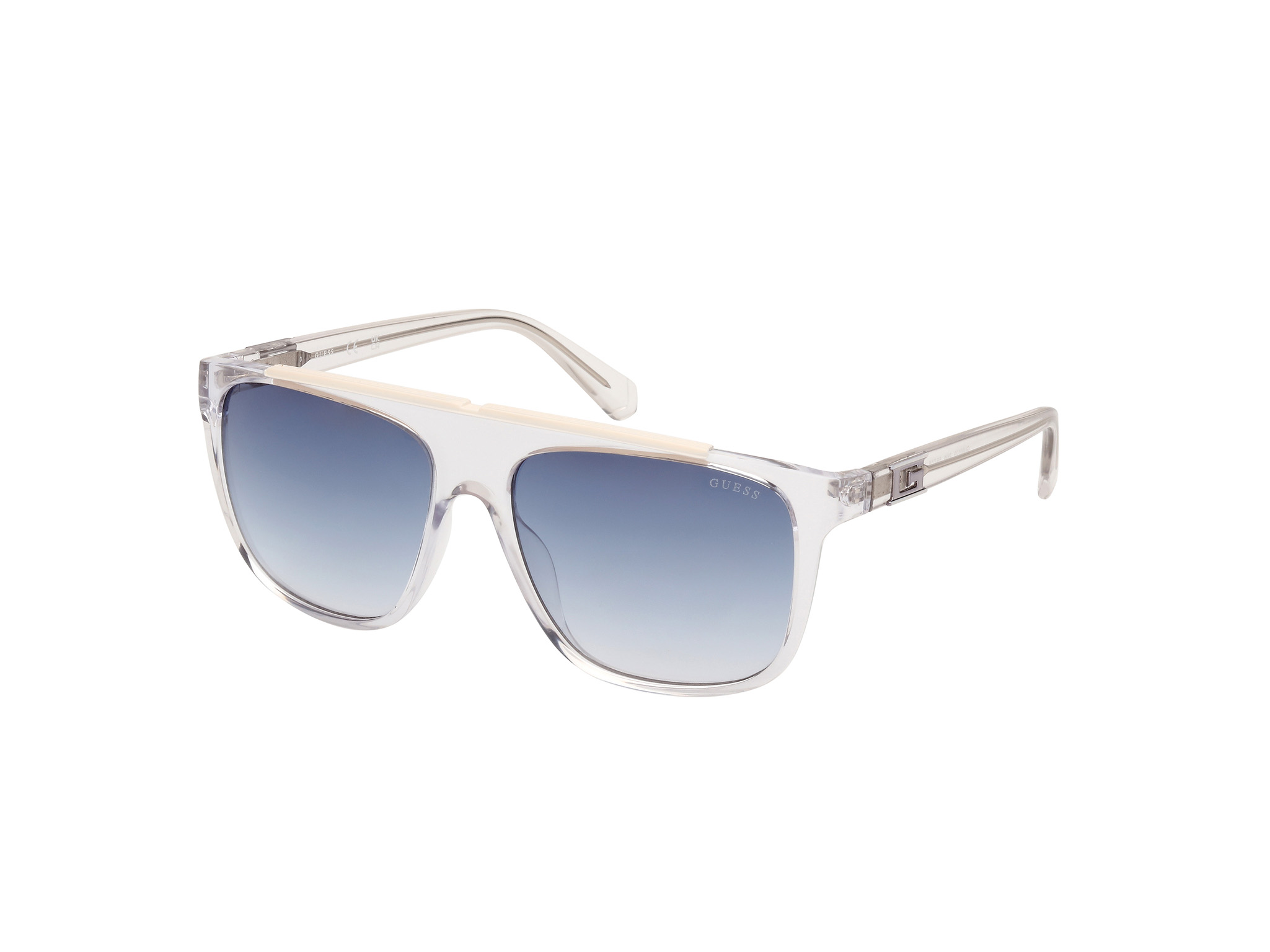 Guess Man GU00123 26W Sunglasses Injected Transparent Blue Squared Normal Shaded-image