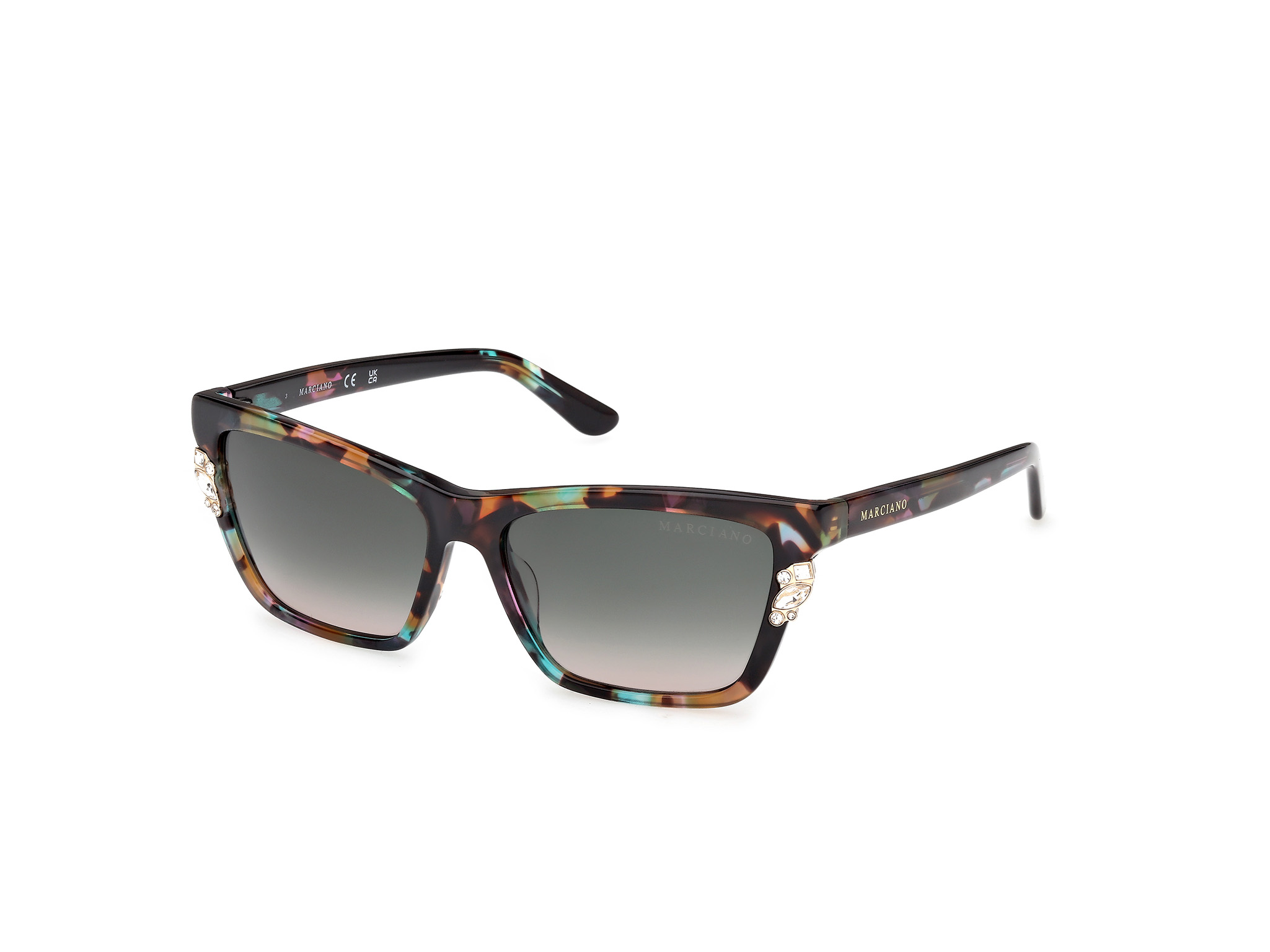Guess By Marciano Damen GM00030 98B Sonnenbrillen Acetat GrüN Rauch Quadratisch Normal-image