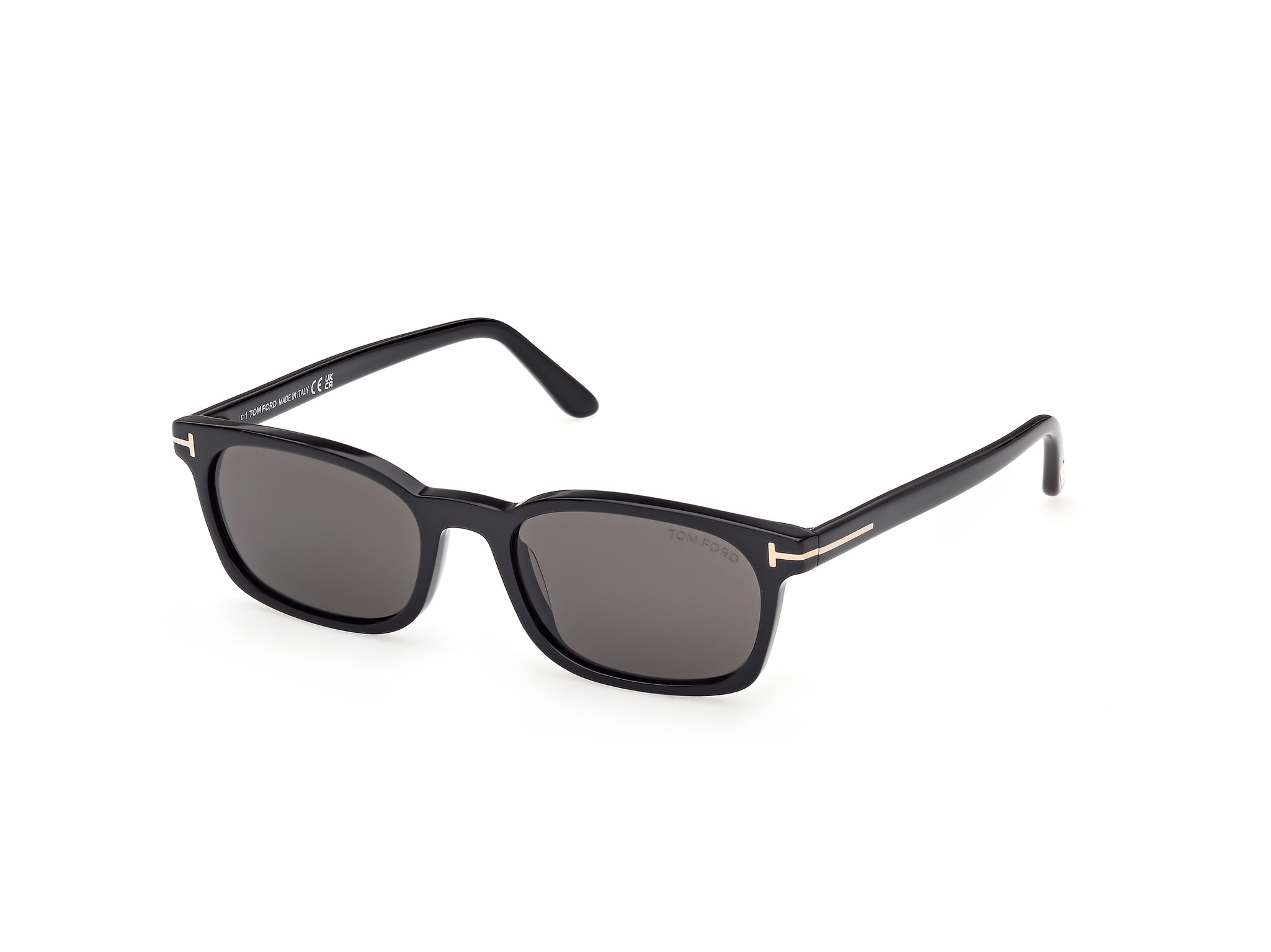 Tom Ford Herren FT1300 MILES-02 01A Sonnenbrillen Acetat Schwarz Rauch Quadratisch Normal-image