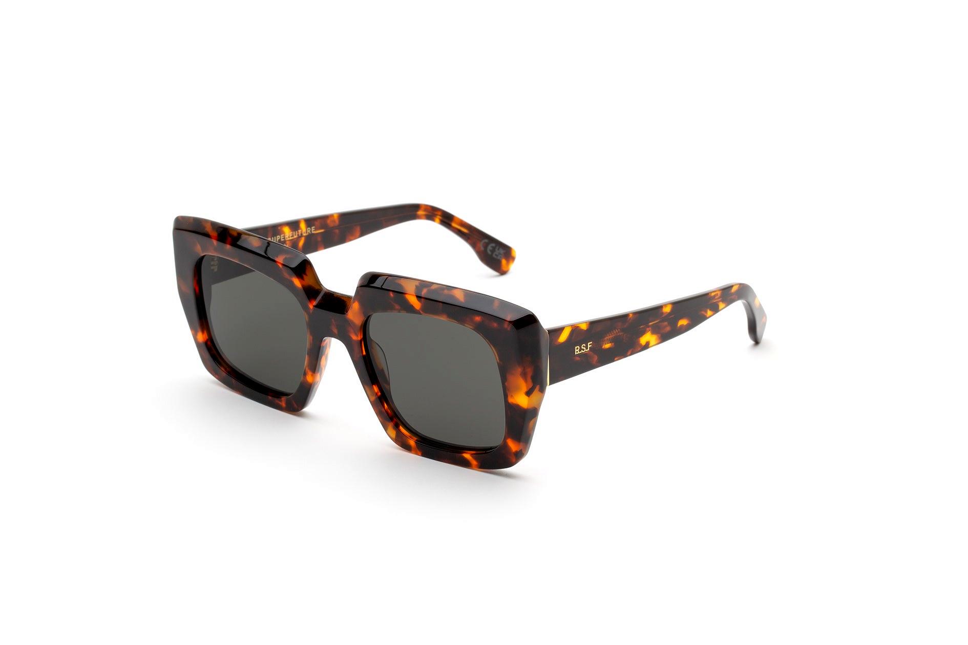 Retrosuperfuture Unisex ZYS Piscina burnt havana Sunglasses Acetate Havana Grey Squared Normal-image