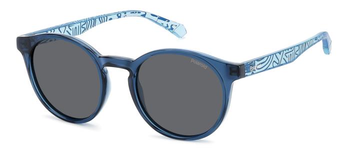 Polaroid Kids Sunglasses Frames Pld 8061/S Blue Azure 46/18/130 Unisex Bambini, Blu (Blue Azure), 46/18/130-image